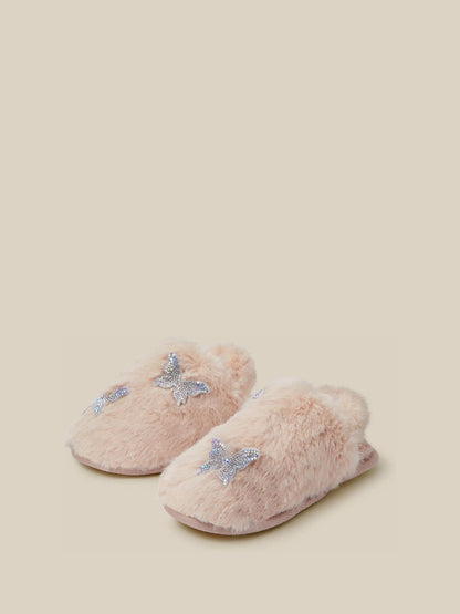 Dsiney Kidz - Monsoon Cream Fluffy Rhinestone Butterfly Slippers image 1