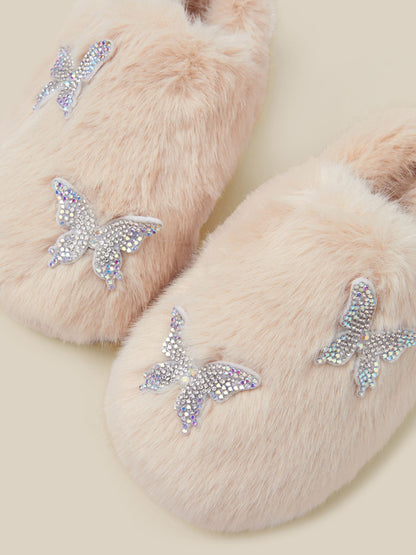 Dsiney Kidz - Monsoon Cream Fluffy Rhinestone Butterfly Slippers image 2