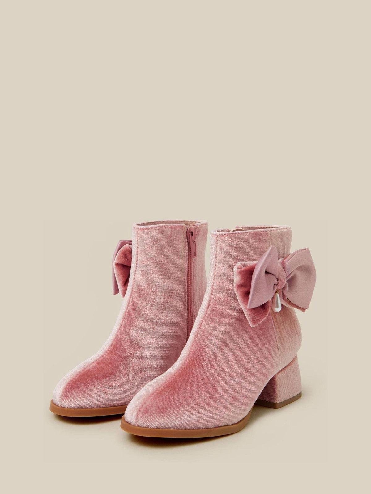 Dsiney Kidz - Monsoon Pink Velvet Heeled Boots image 1