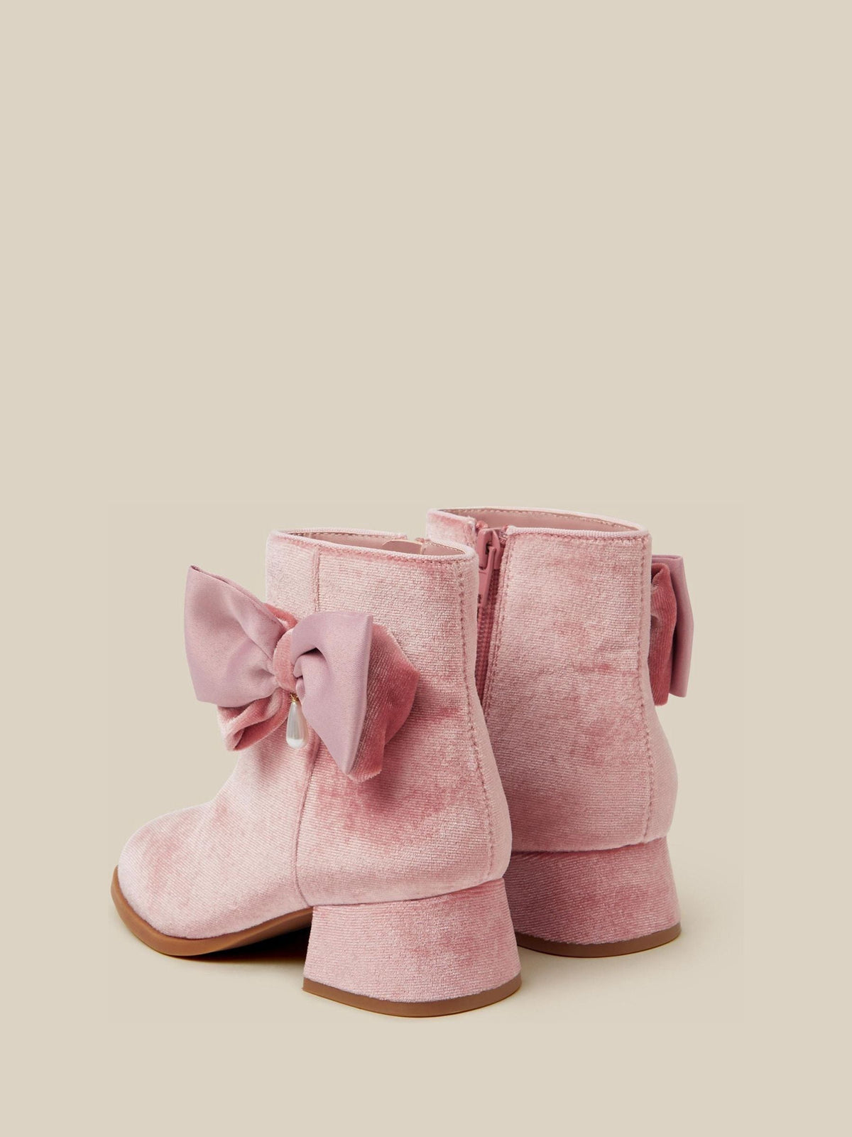 Dsiney Kidz - Monsoon Pink Velvet Heeled Boots image 2