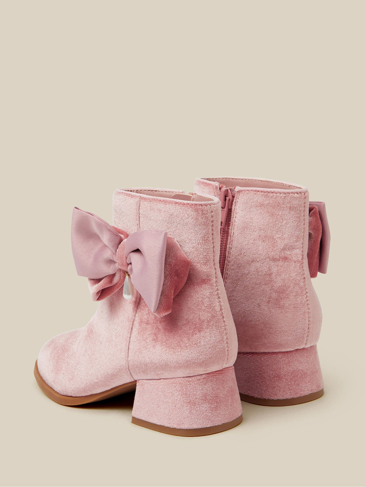 Dsiney Kidz - Monsoon Pink Velvet Heeled Boots image 3