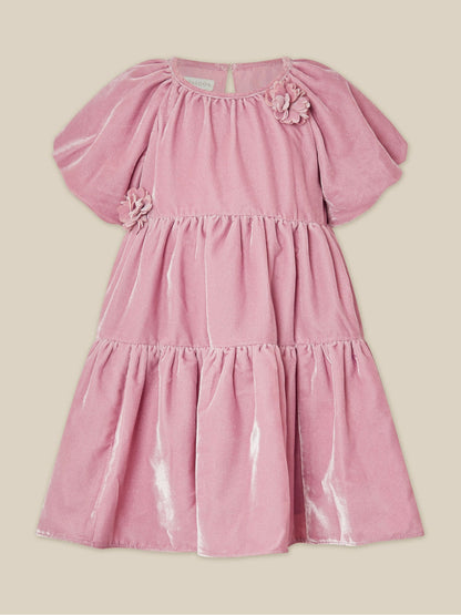 Monsoon Pink Baby Leila Corsage Velvet Party Dress - image 1