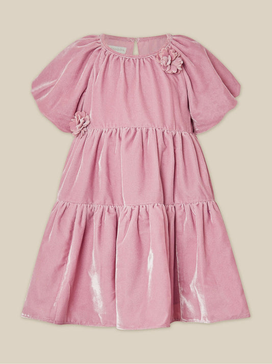Monsoon Pink Baby Leila Corsage Velvet Party Dress - image 1
