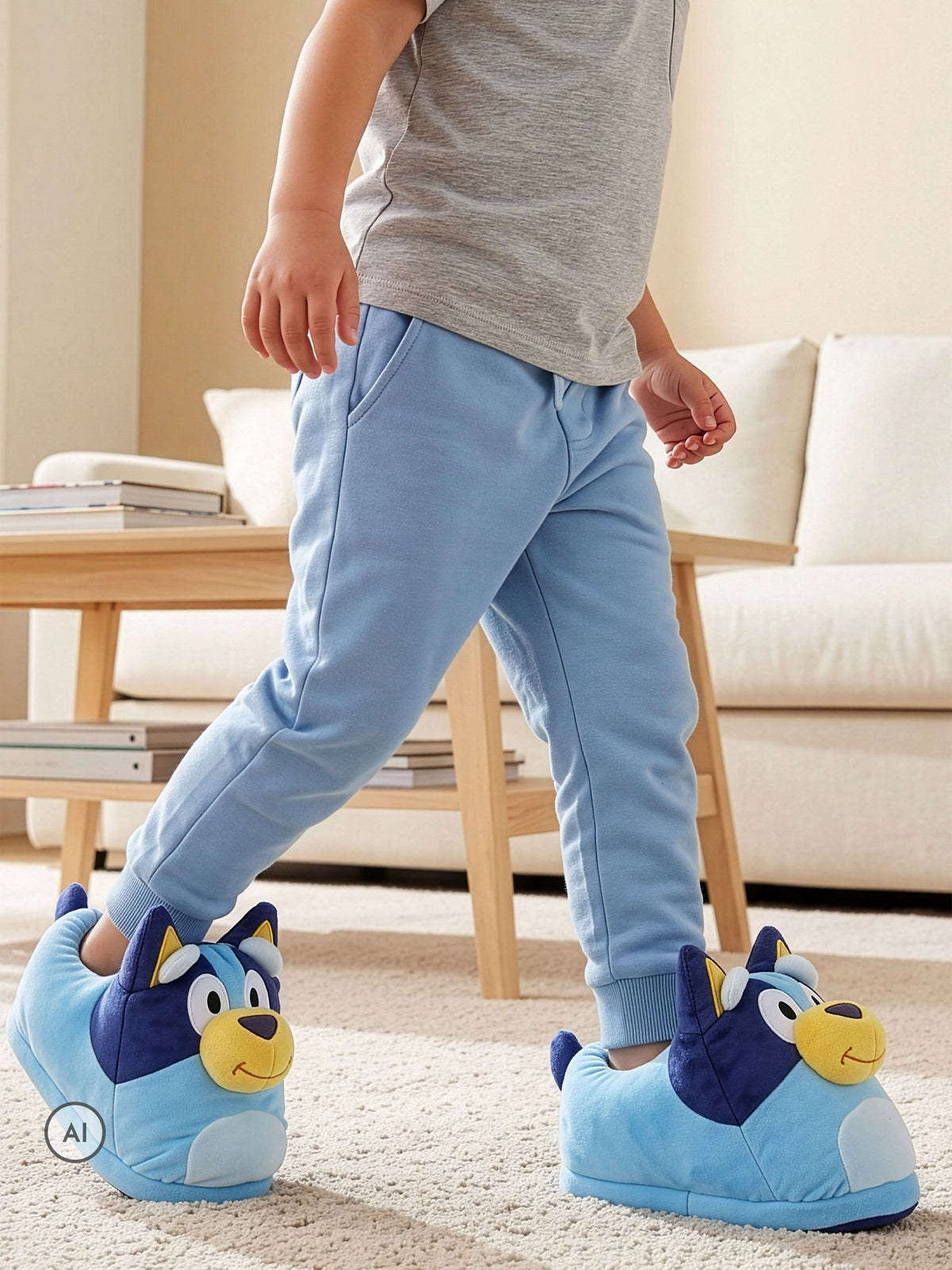 Character Blue Bluey 3D Novelty Plush Slippers - image 4