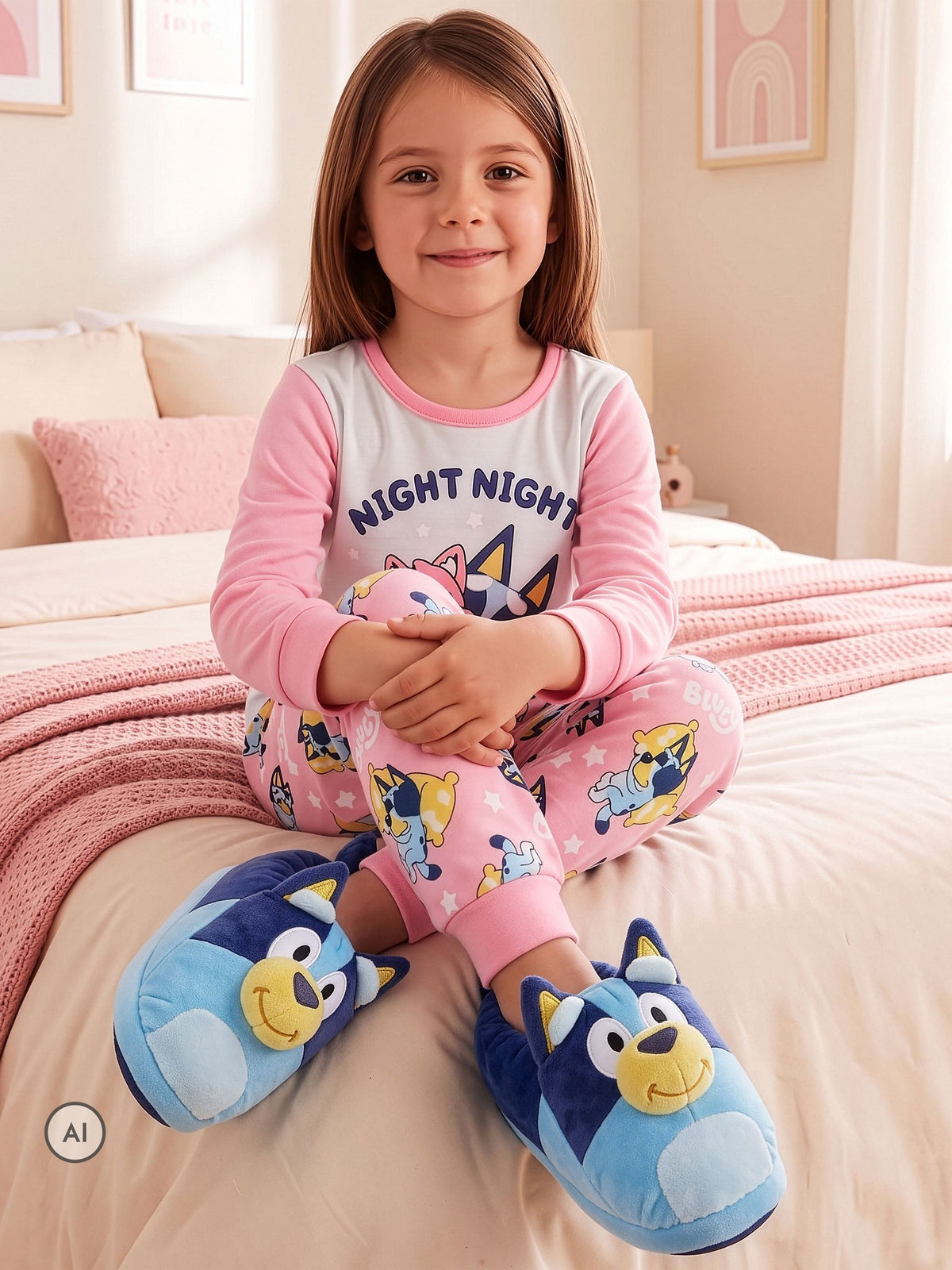 Character Blue Bluey 3D Novelty Plush Slippers - image 6