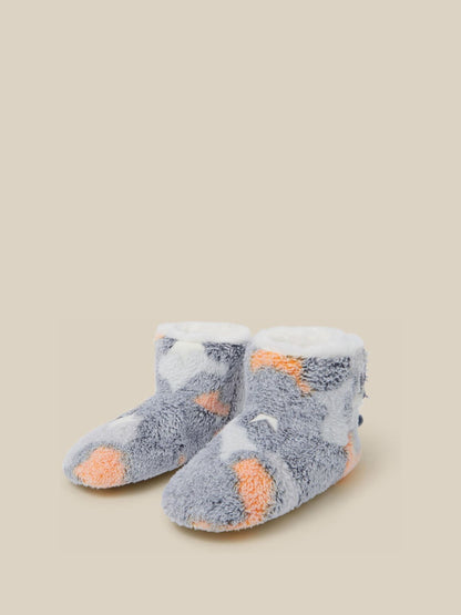 Monsoon Grey Glow In The Dark Fluffy Dino Boot Slippers - image 1