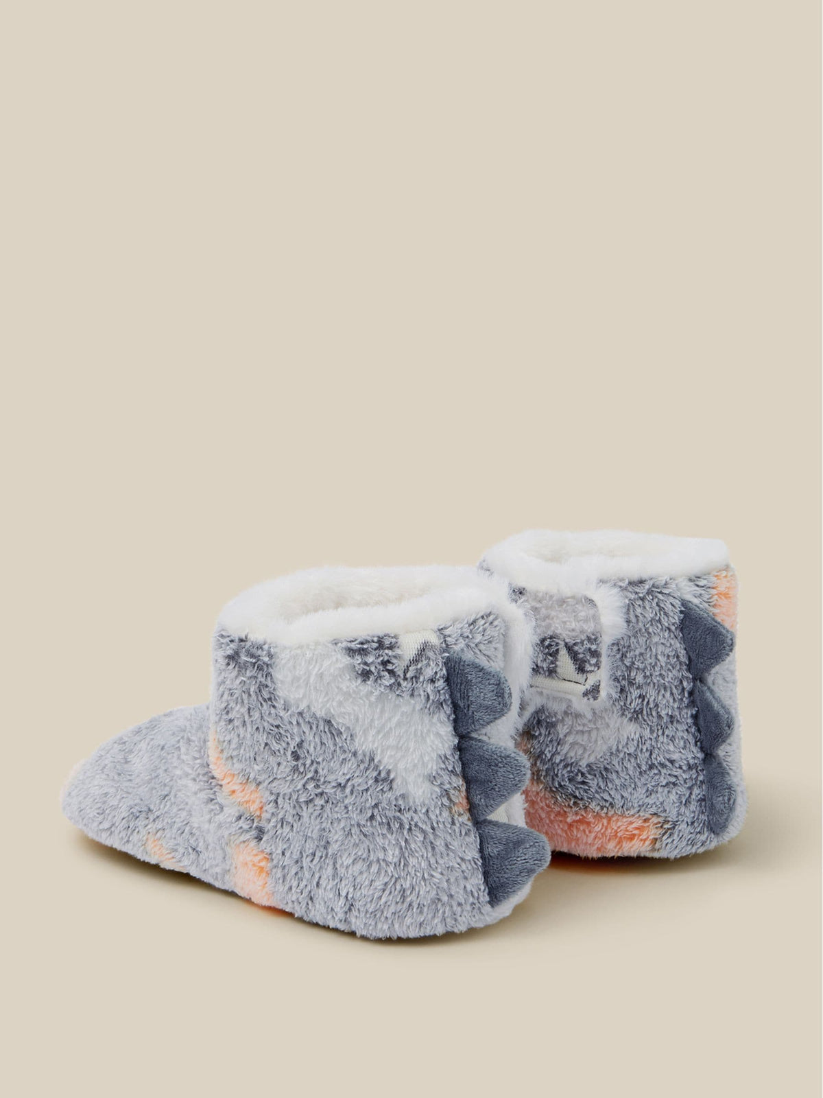 Monsoon Grey Glow In The Dark Fluffy Dino Boot Slippers - image 2