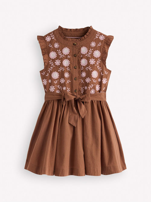 Dsiney Kidz - Boden Brown Ruffle Shirt Dress image 1