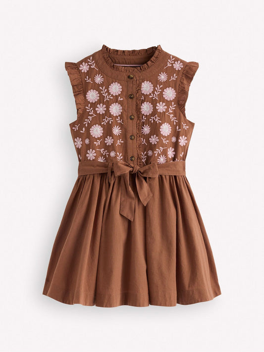 Dsiney Kidz - Boden Brown Ruffle Shirt Dress image 1