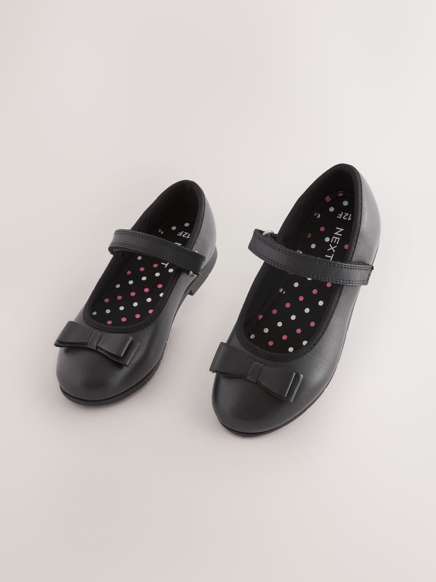 Black Matt Narrow Fit (E) School Leather Bow Mary Jane Shoes image 1