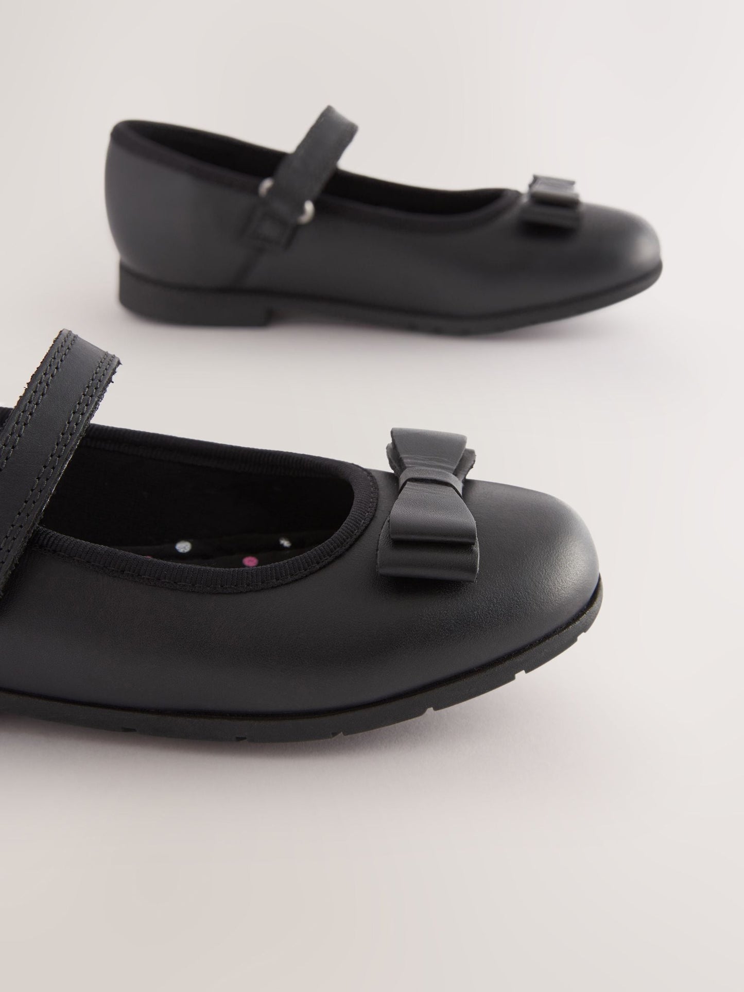 Black Matt Narrow Fit (E) School Leather Bow Mary Jane Shoes image 5