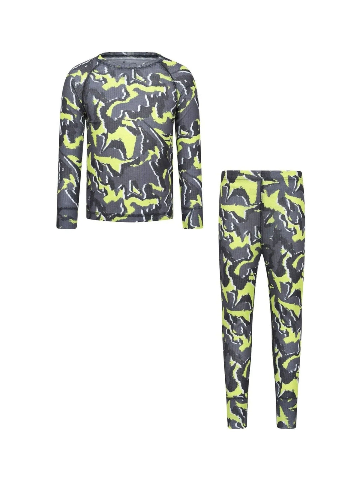 Mountain Warehouse Green Talus Printed Quick Dry Kids Baselayer-Top & Pants Set - image 1