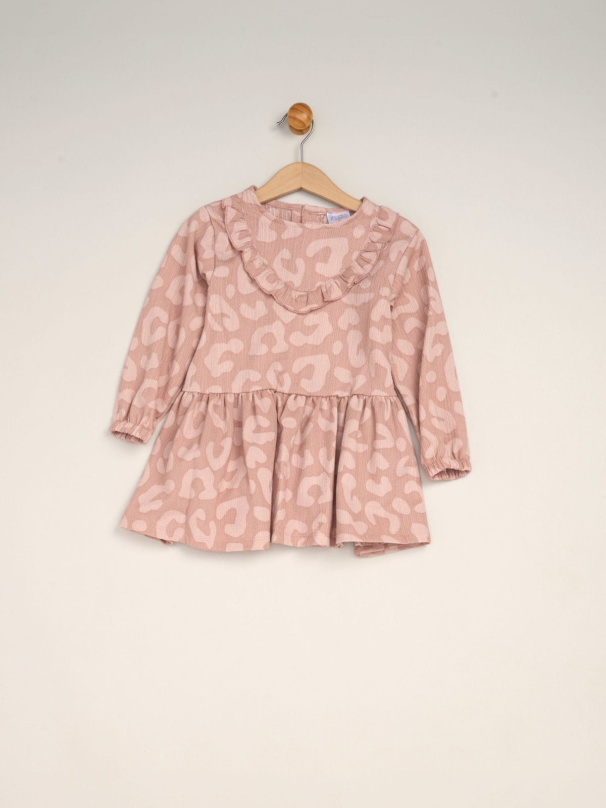 Miss Pink 3 Piece Faux Fur Jacket and Printed Dress Set with Beret - image 3
