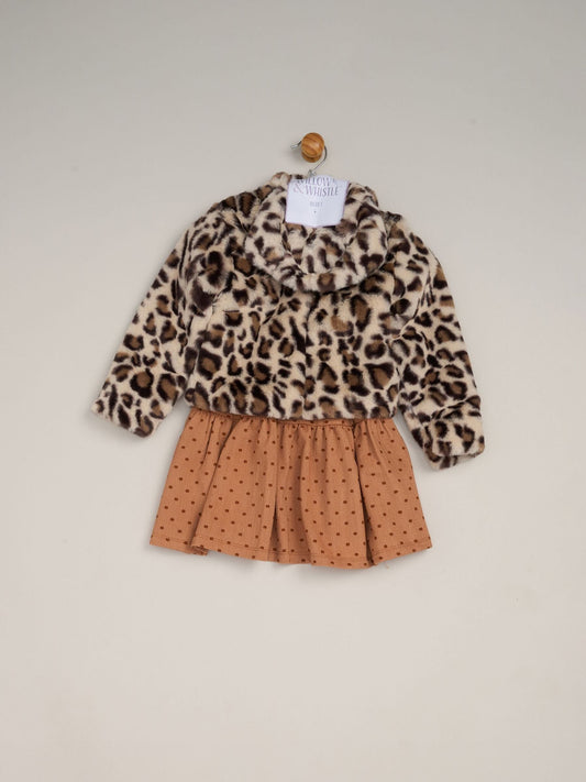 Miss Brown Fur Jacket and Dress Outfit Set - image 2