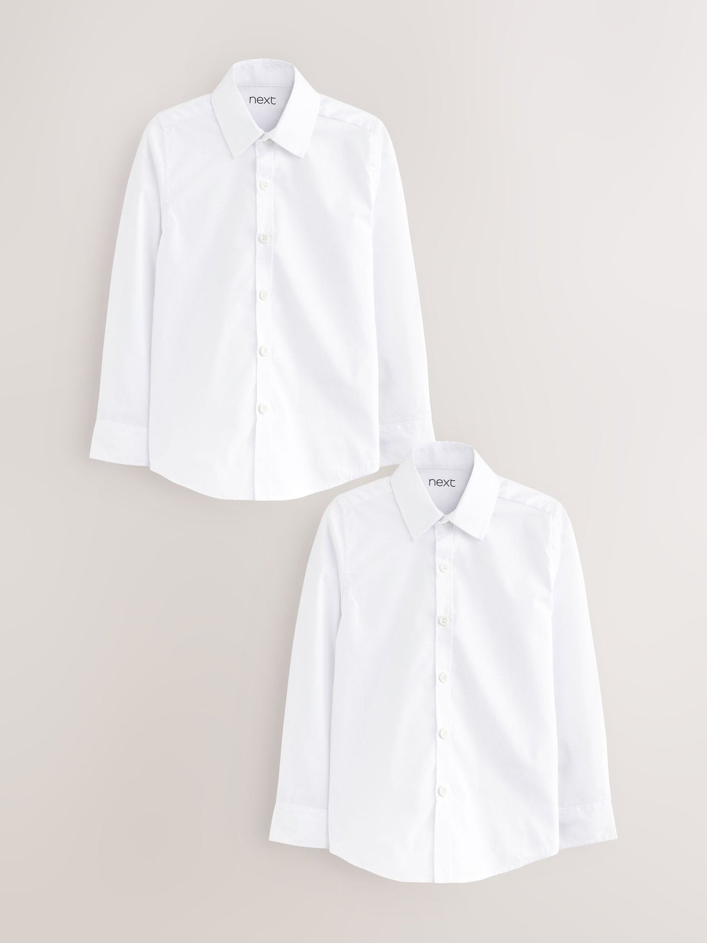 Dsiney Kidz - White 2 Pack Long Sleeve Stretch School Shirts (3-16yrs) image 1