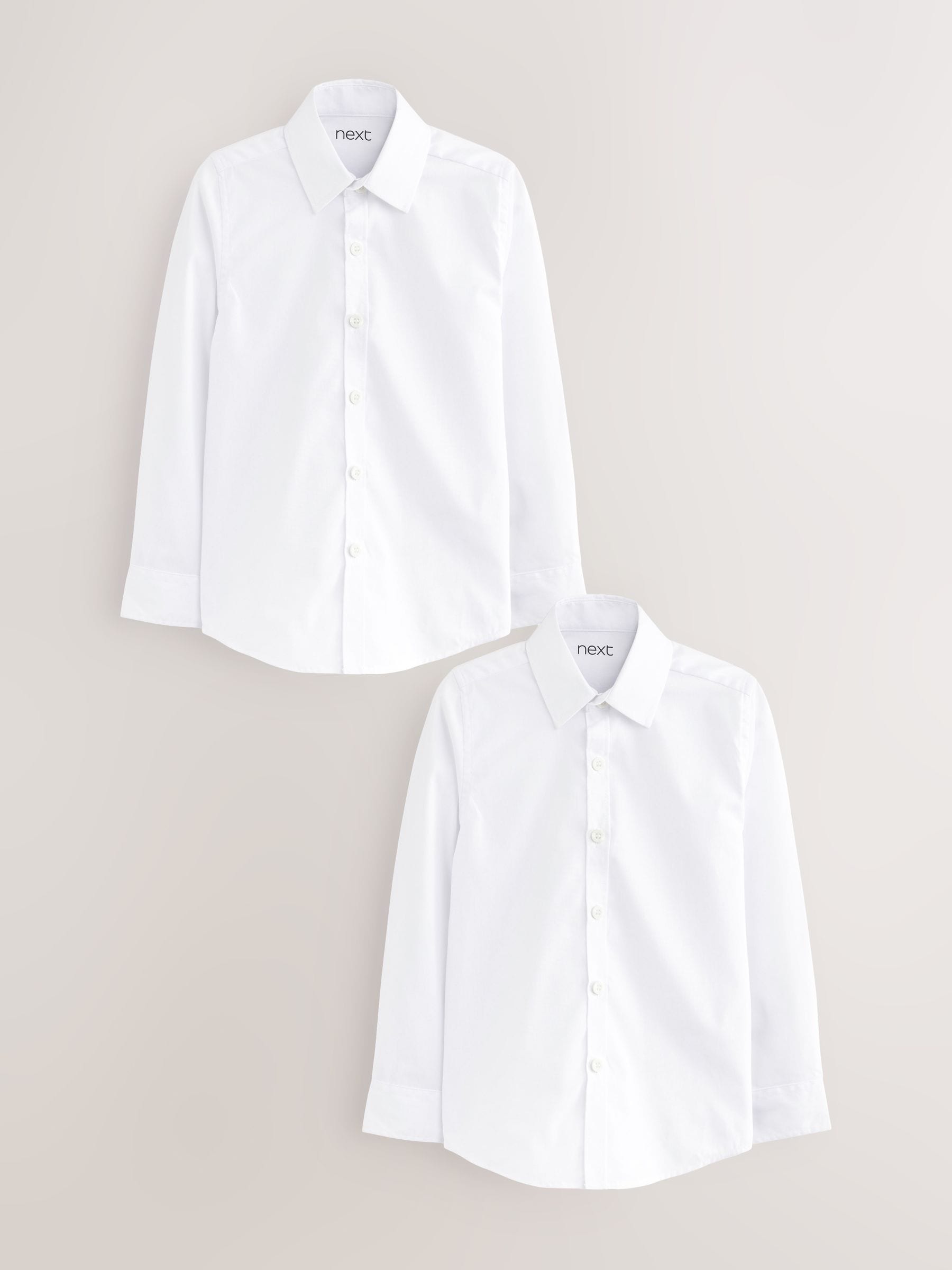 Dsiney Kidz - White 2 Pack Long Sleeve Stretch School Shirts (3-16yrs) image 1