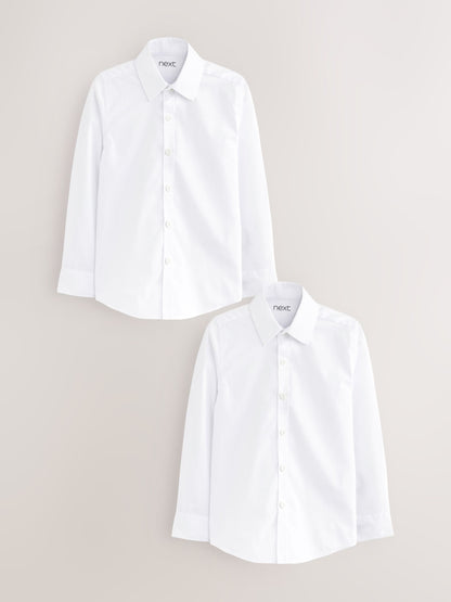 Dsiney Kidz - White 2 Pack Long Sleeve Stretch School Shirts (3-16yrs) image 1