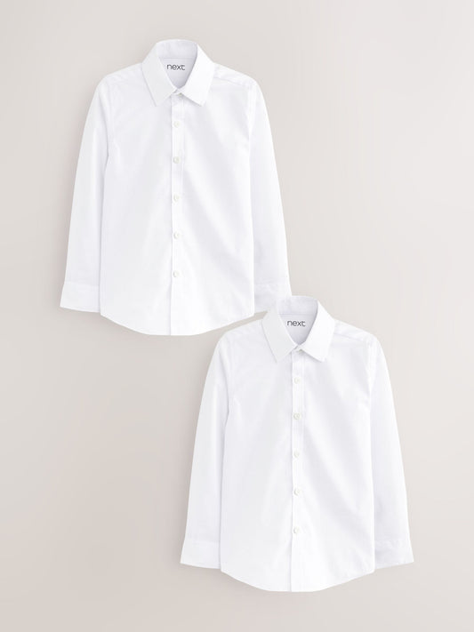 Disney Kidz - White 2 Pack Long Sleeve Stretch School Shirts (3-16yrs) image 1
