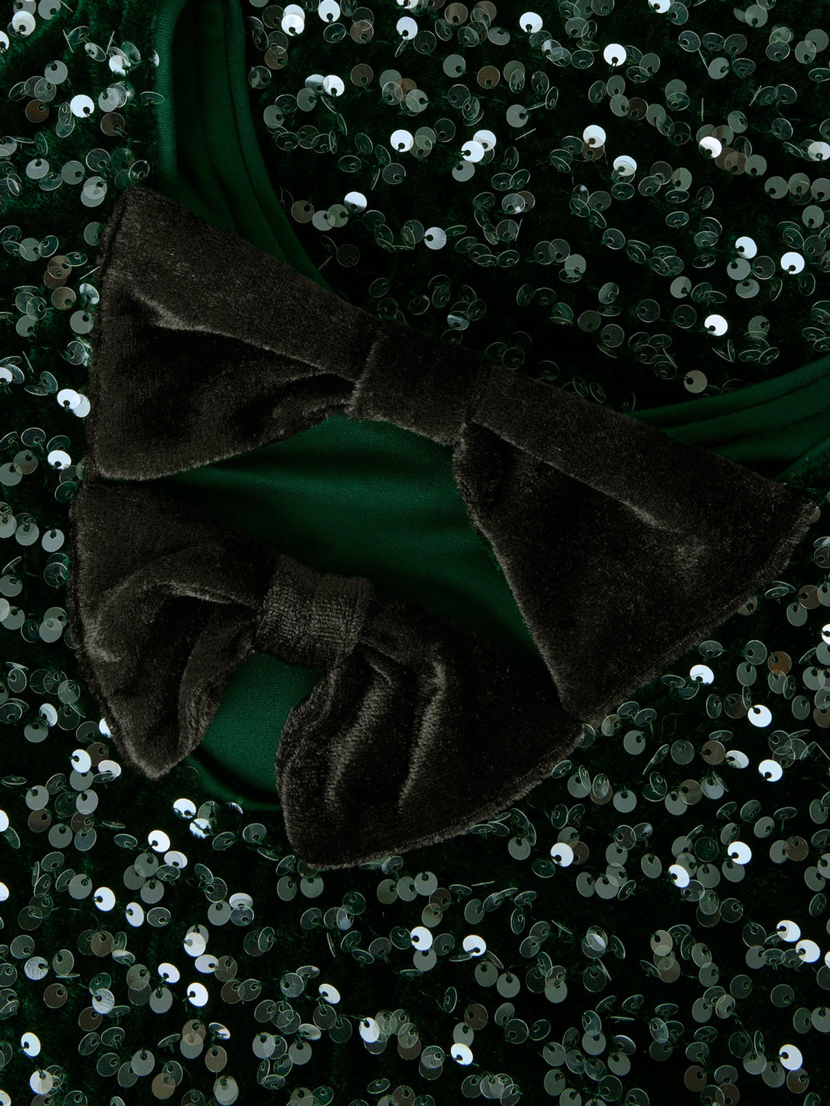 Name It Green Sequin Dress With Velvet Bow back Detail - image 5