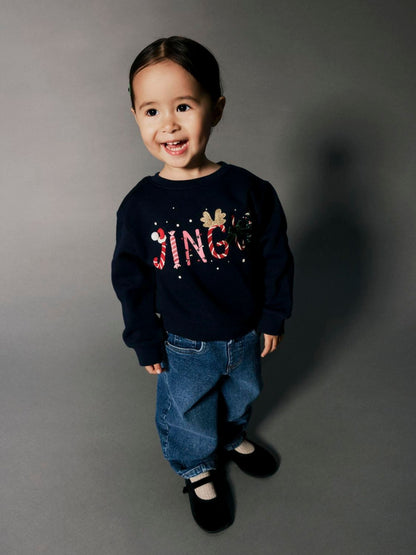 Name It Blue Bow Print Christmas Jumper - image 1