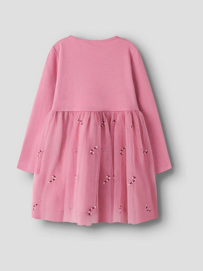 Name It Pink Candy Cane Christmas Tulle Dress - image 2
