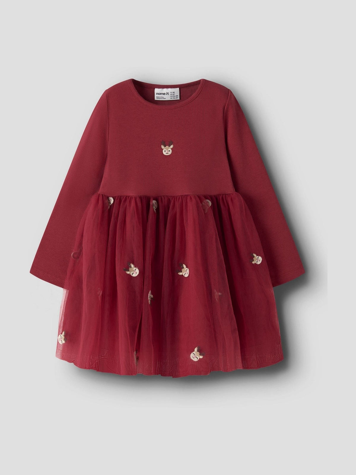 Name It Red Reindeer Christmas Tulle Dress - image 2