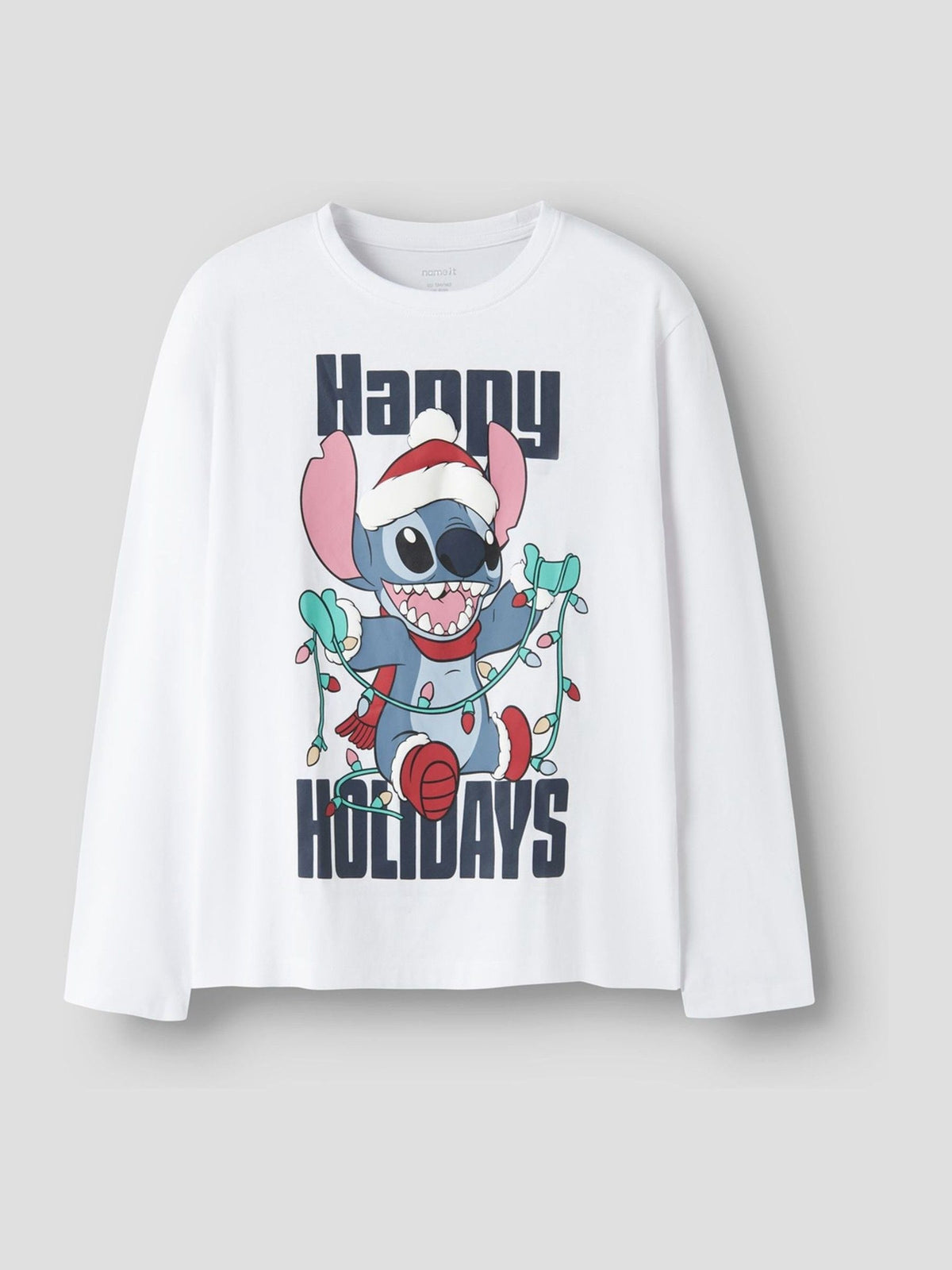 Name It White Disney Stitch Long Sleeve Christmas Top - image 1
