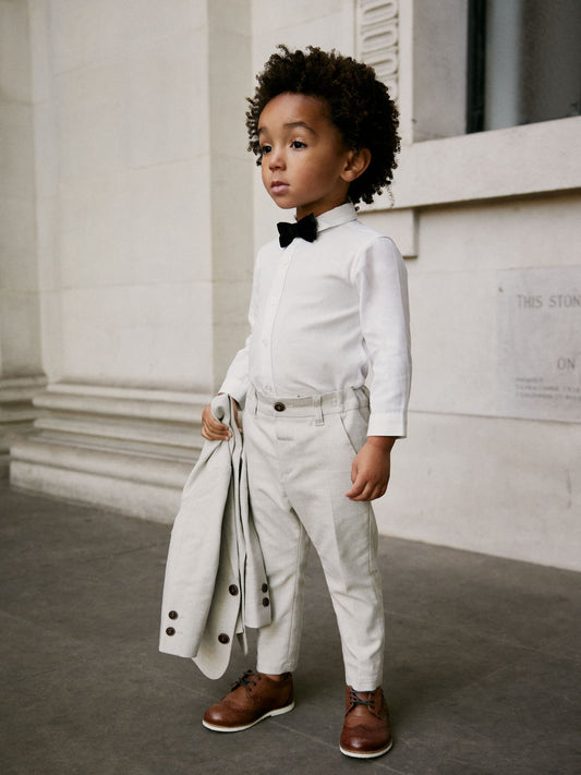 Neutral Blazer Shirt Trousers and Bow Tie Set (3mths-9yrs) image 2