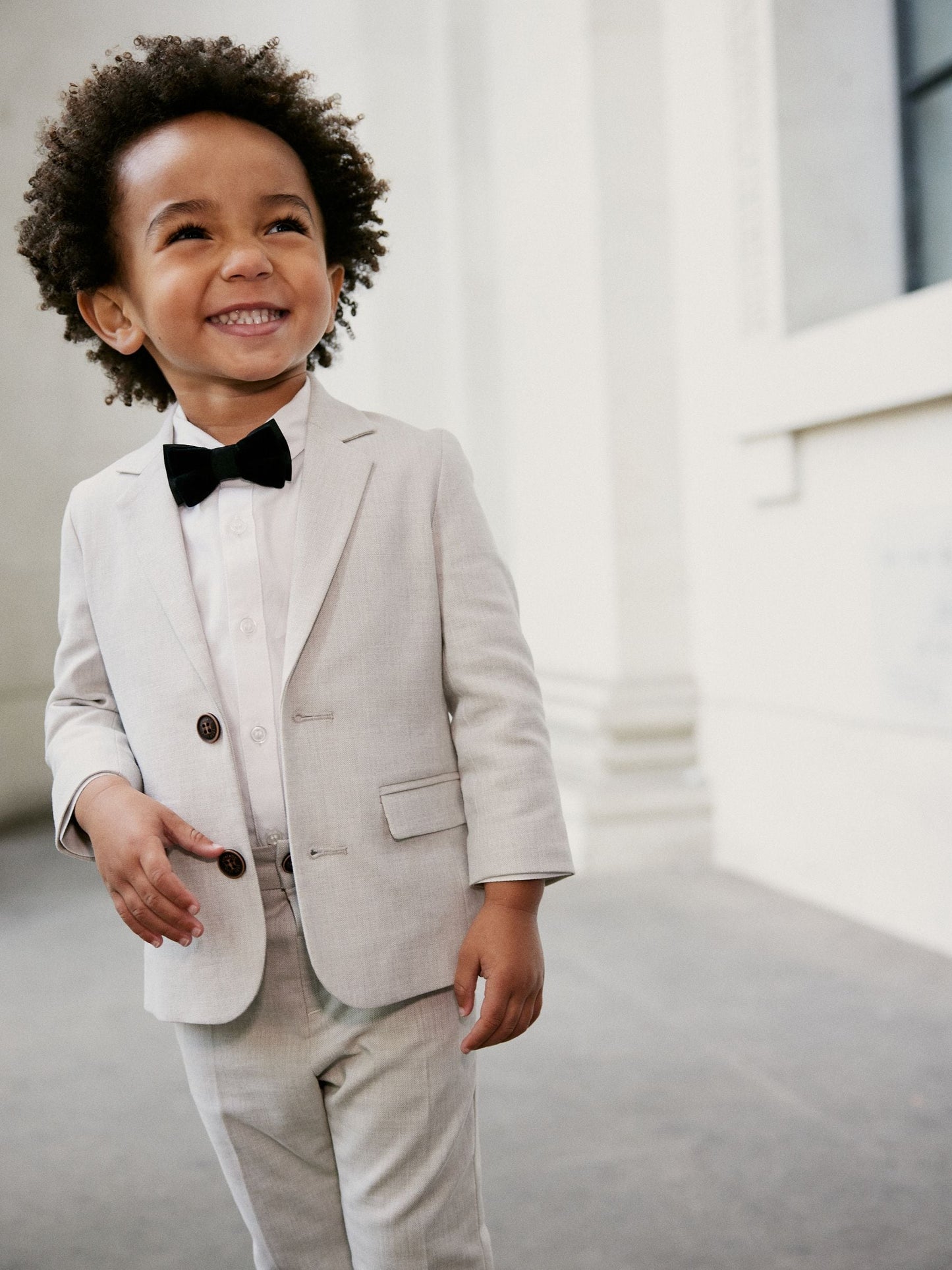 Neutral Blazer Shirt Trousers and Bow Tie Set (3mths-9yrs) image 4
