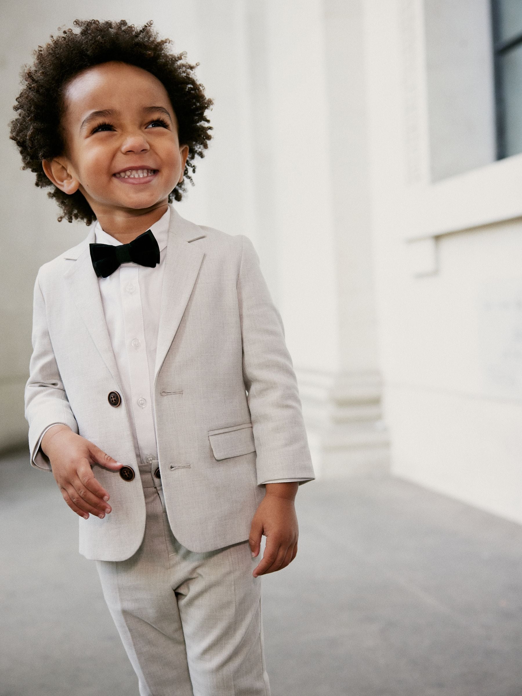 Neutral Blazer Shirt Trousers and Bow Tie Set (3mths-9yrs) image 4