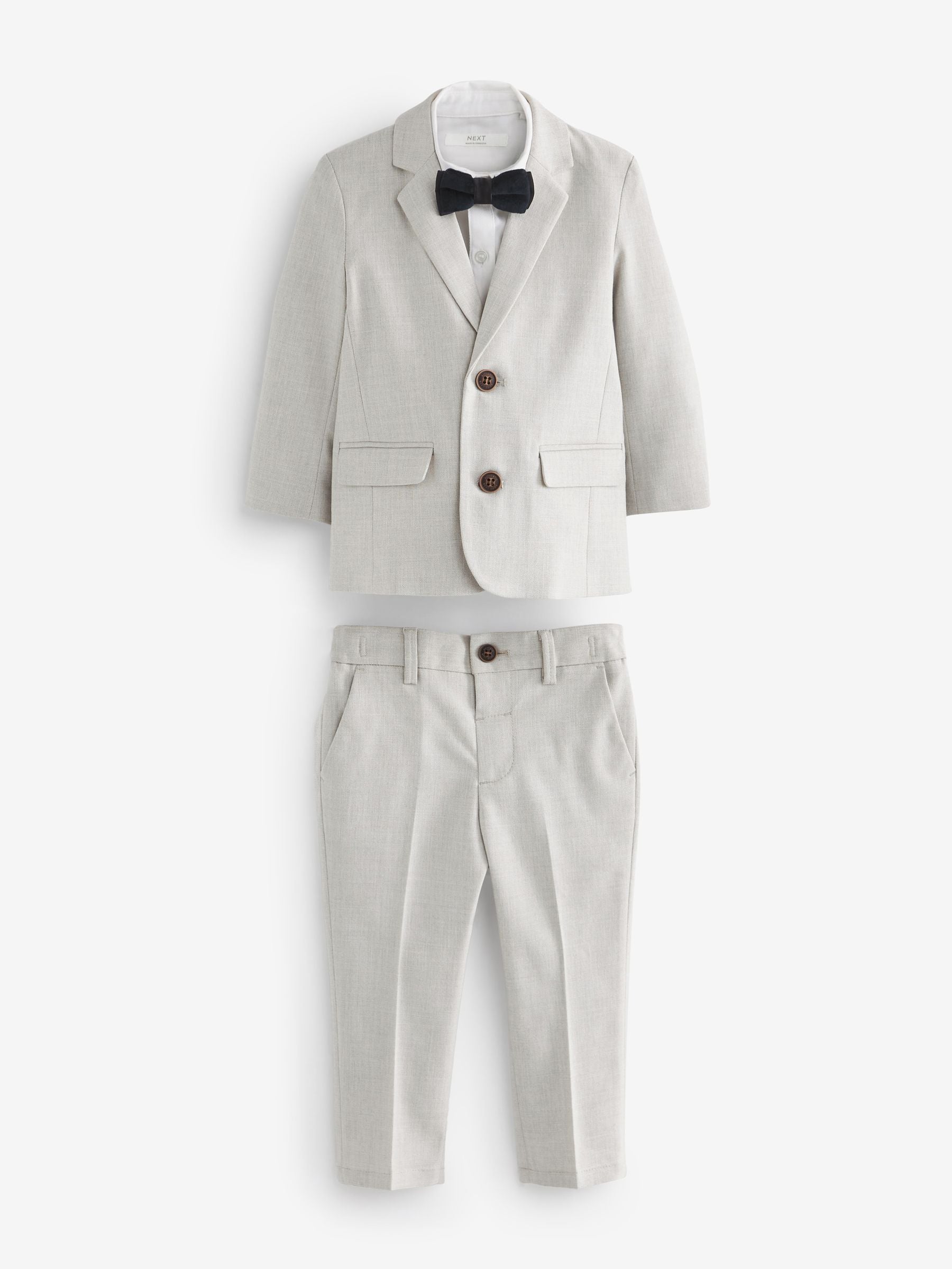 Dsiney Kidz - Neutral Blazer, Shirt & Trouser Set Blazer Shirt Trousers and Bow Tie Set (3mths-12yrs) image 4