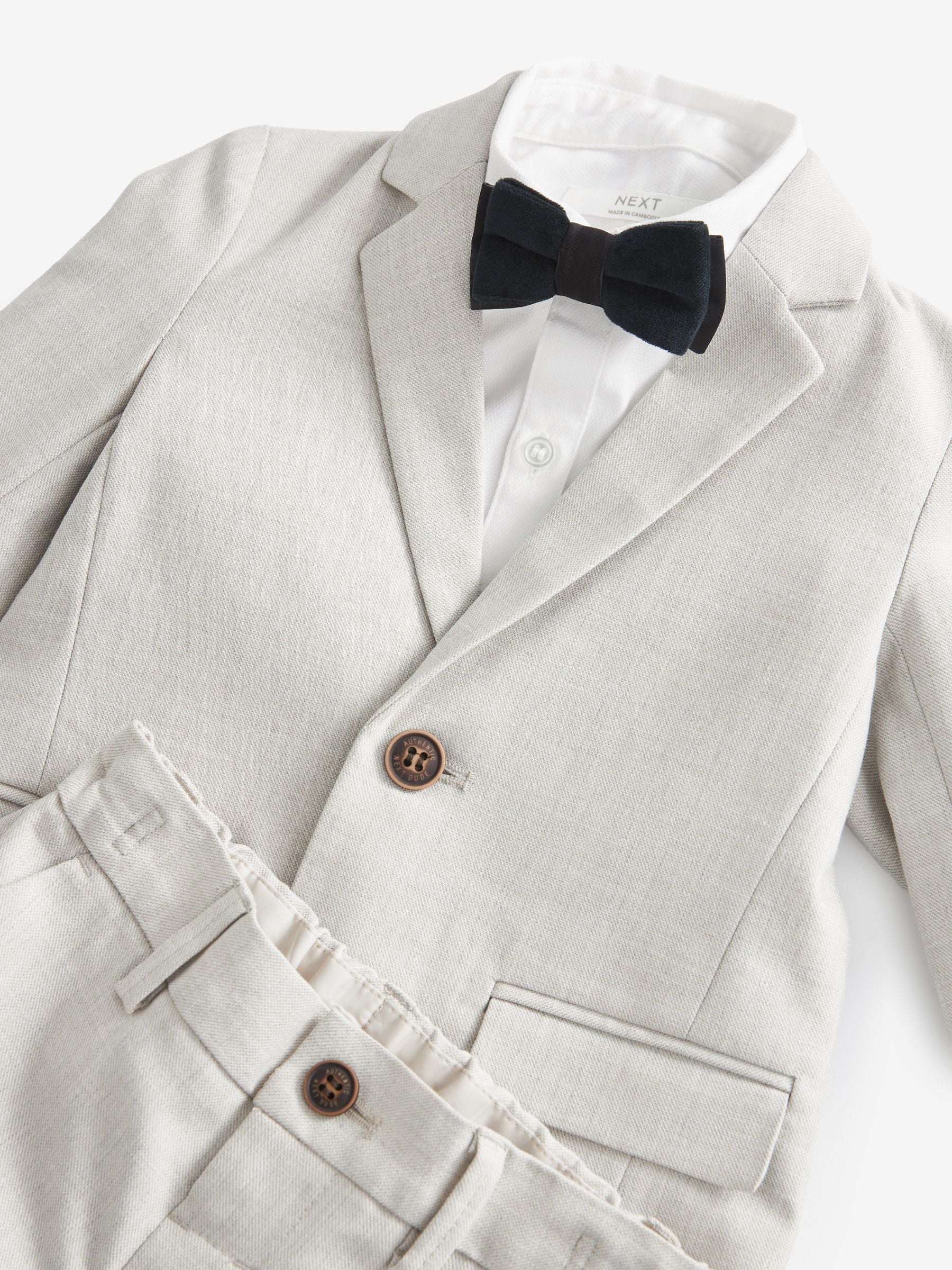 Dsiney Kidz - Neutral Blazer, Shirt & Trouser Set Blazer Shirt Trousers and Bow Tie Set (3mths-12yrs) image 8