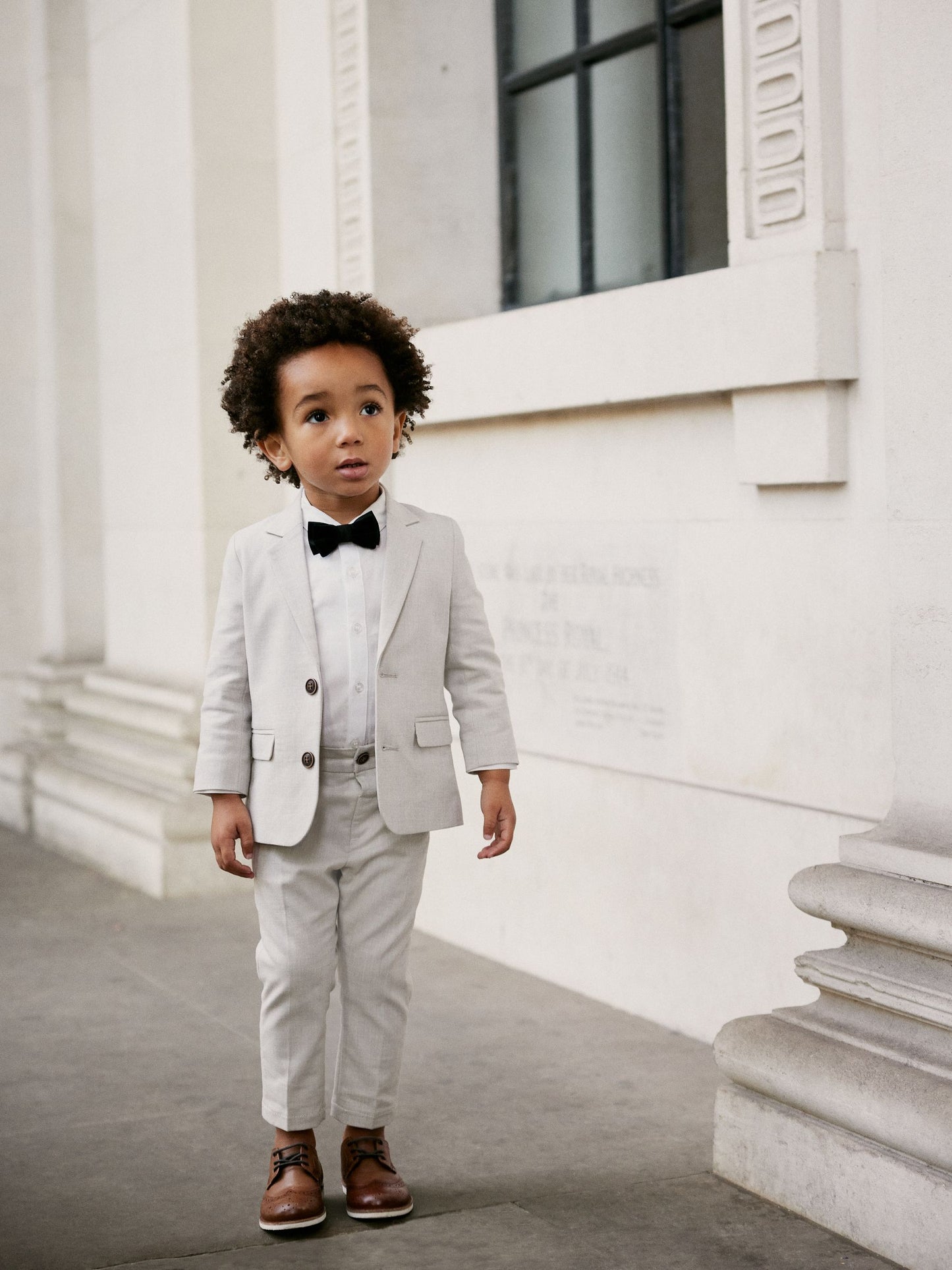 Dsiney Kidz - Neutral Blazer, Shirt & Trouser Set Blazer Shirt Trousers and Bow Tie Set (3mths-12yrs) image 1