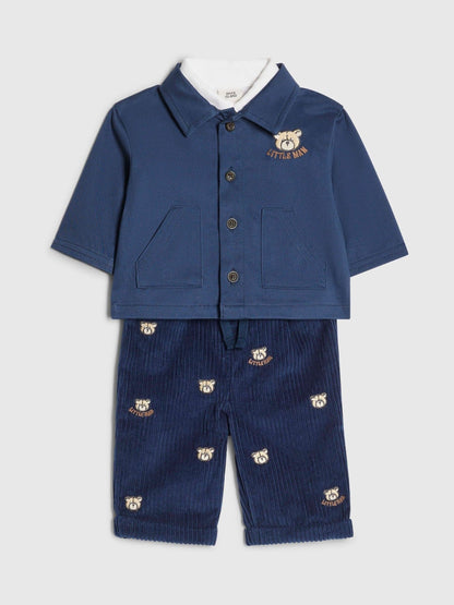 River Island Blue Bear Shacket Polo & Trousers 3 Pack Set - image 1