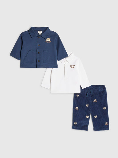 River Island Blue Bear Shacket Polo & Trousers 3 Pack Set - image 2