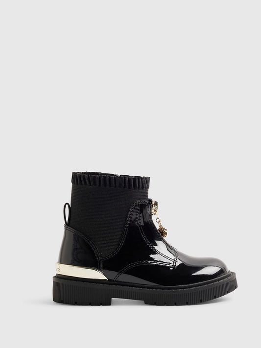 River Island Black Frill Front Zip Boots - image 1