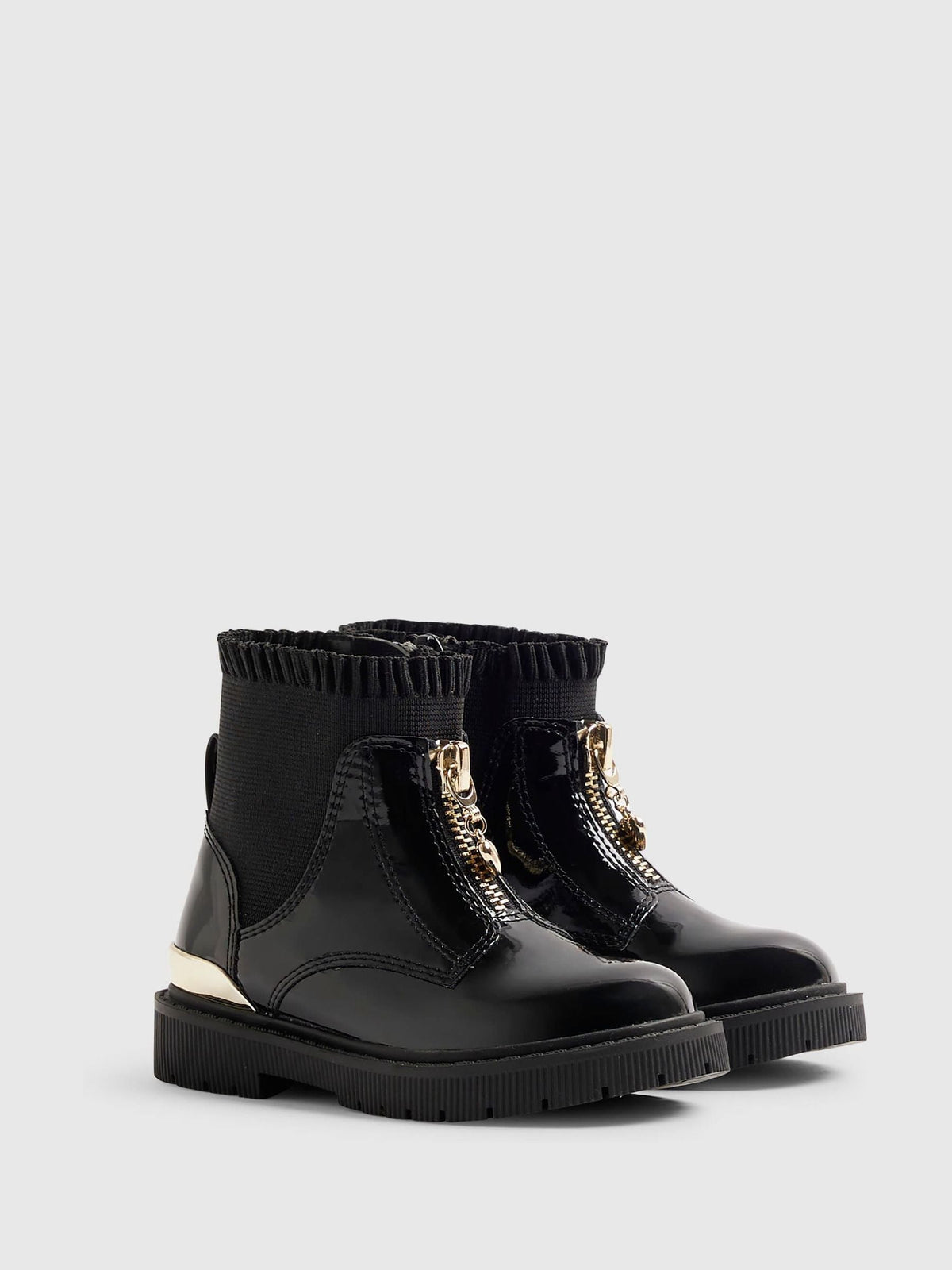 River Island Black Frill Front Zip Boots - image 3