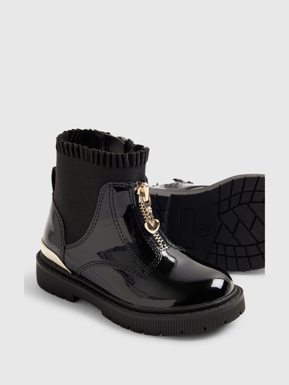 River Island Black Frill Front Zip Boots - image 4