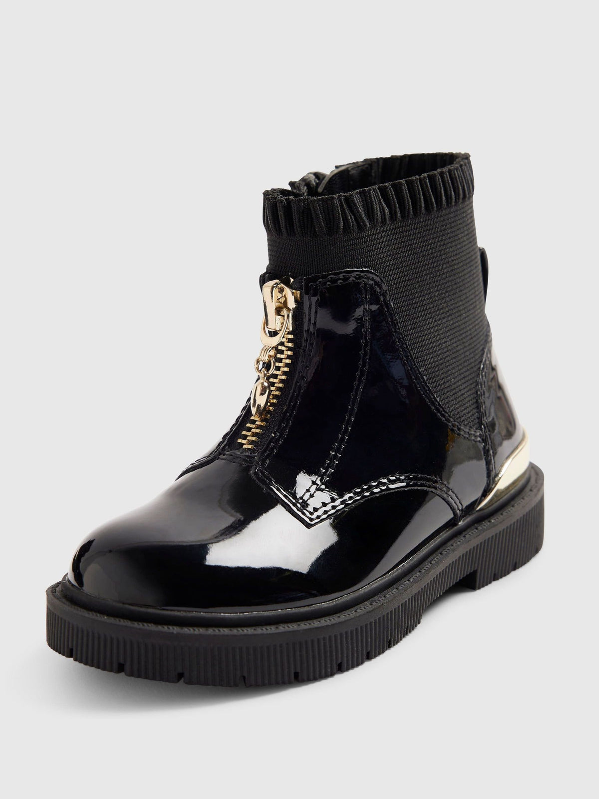 River Island Black Frill Front Zip Boots - image 5