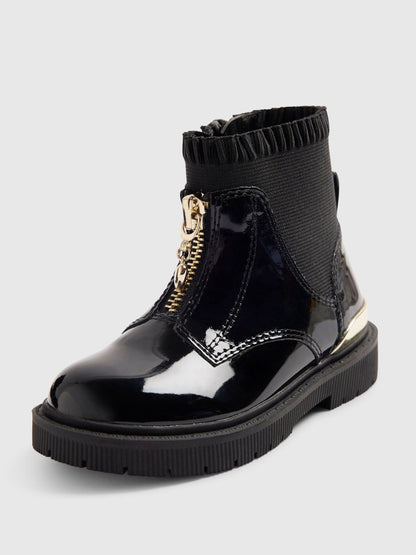 River Island Black Frill Front Zip Boots - image 5