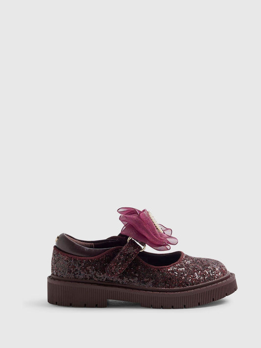 River Island Red Glitter Bow Mary Jane Shoes - image 1