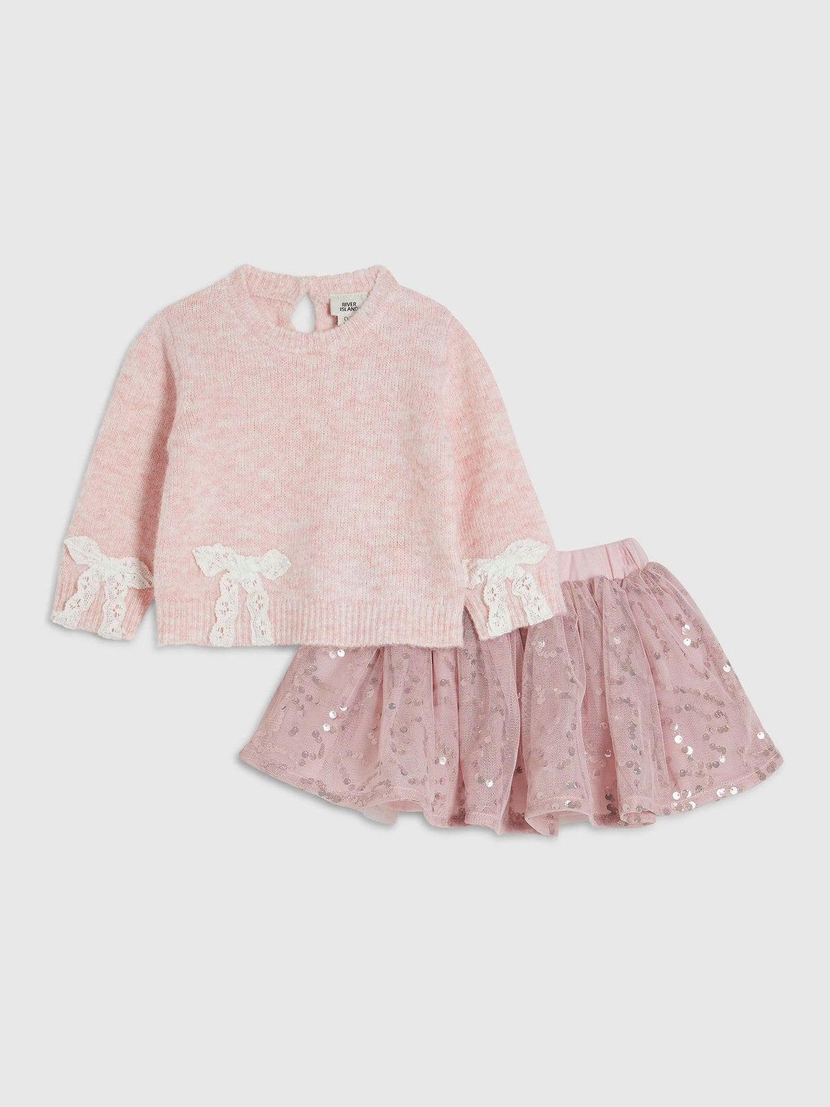 River Island Pink Bow Top & Skirt Set - image 1