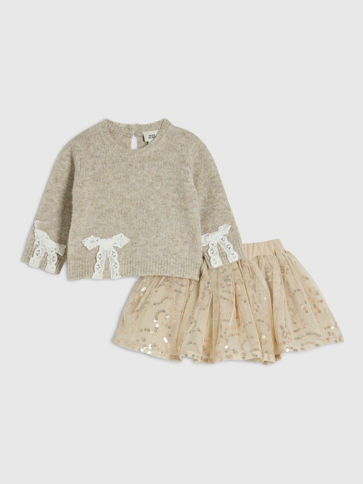 River Island Brown Bow Jumper & Tutu Skirt Set - image 1