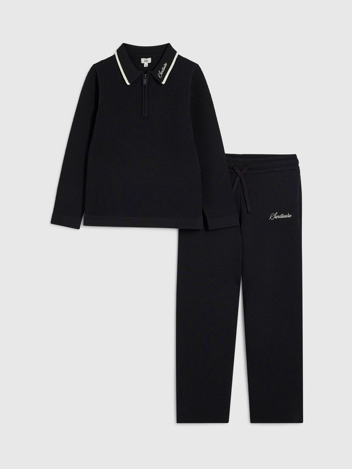 River Island Black Polo Top & Trousers Set - image 1