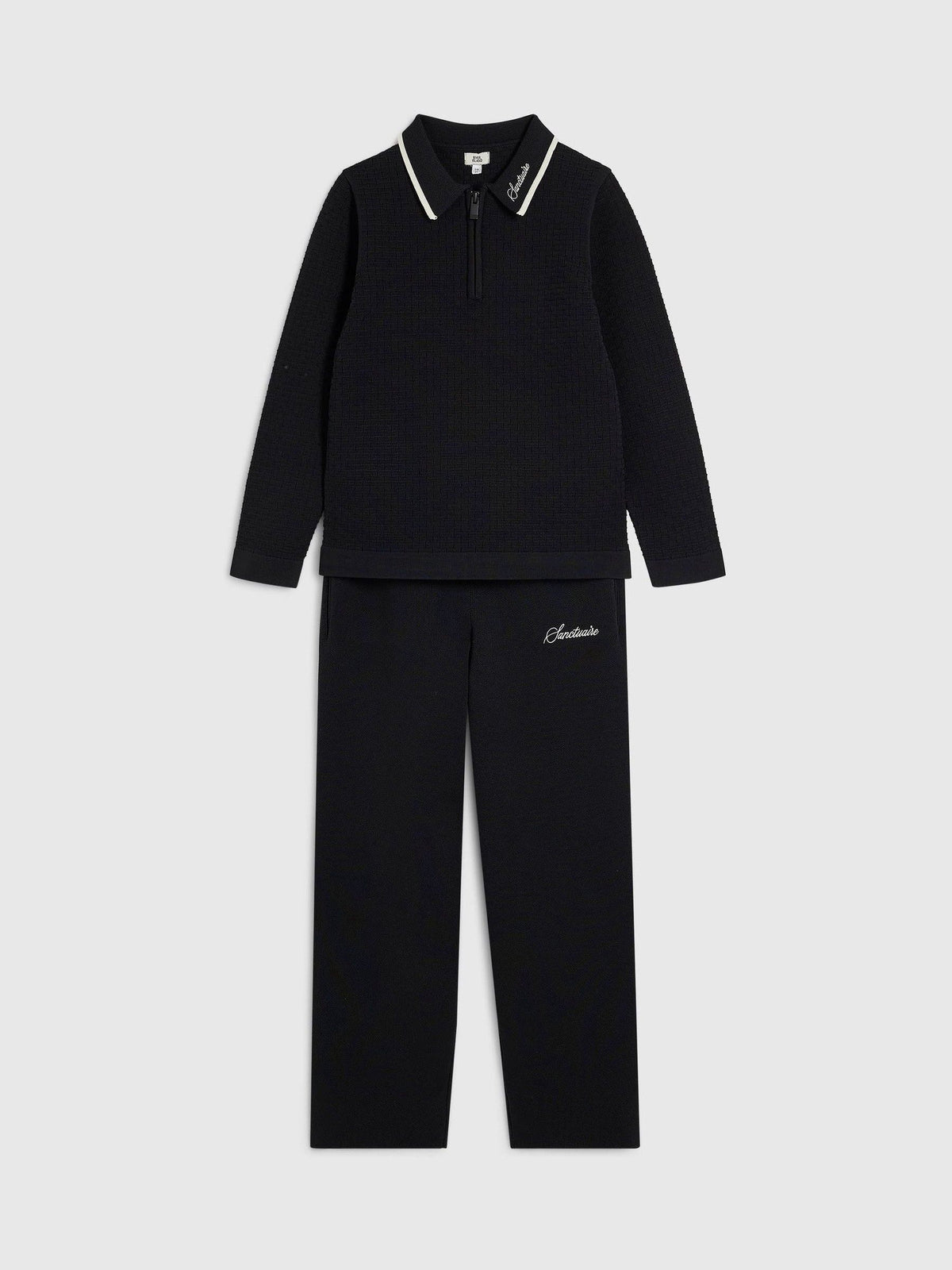 River Island Black Polo Top & Trousers Set - image 3