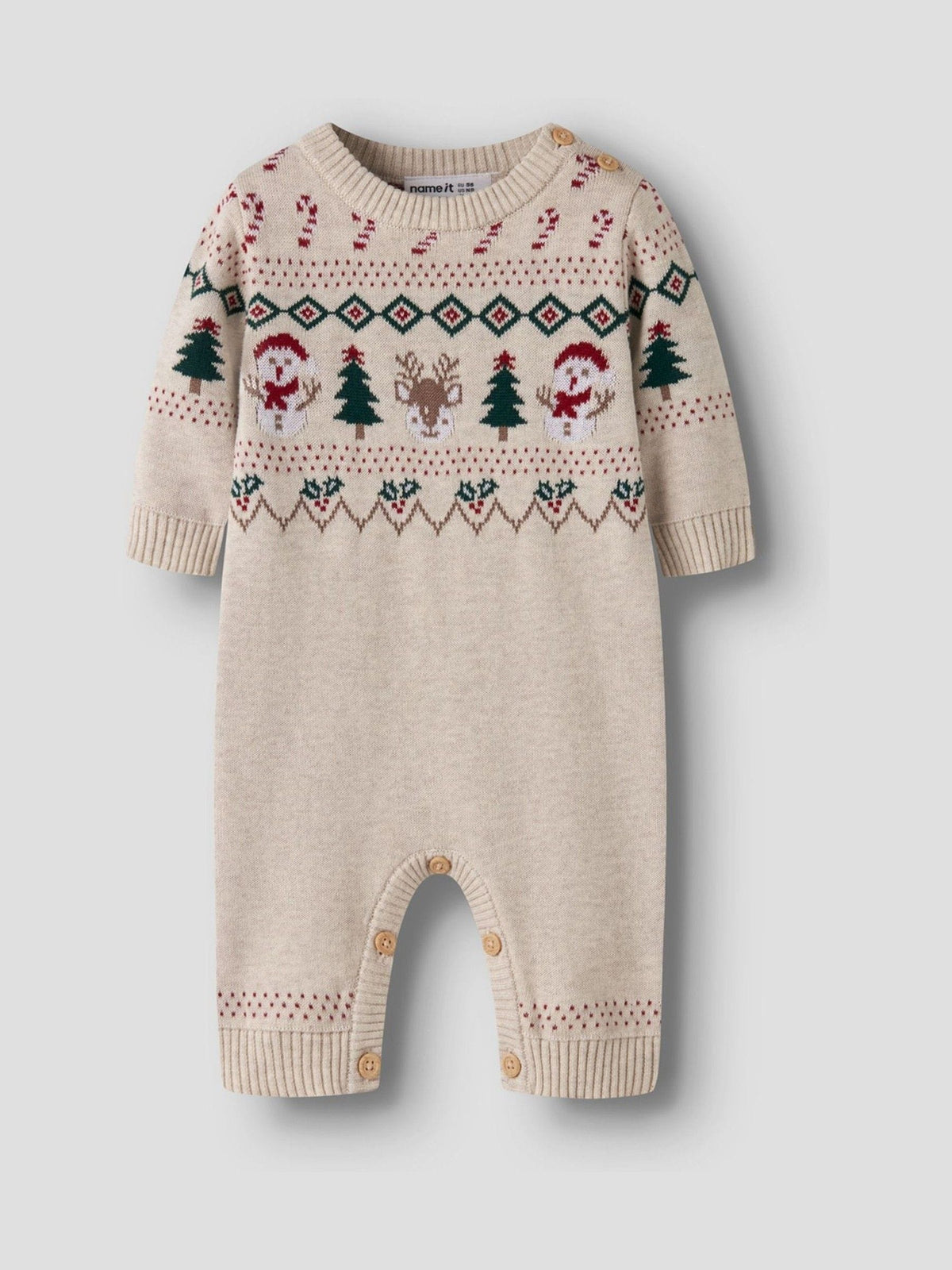 Name It Cream Baby Knitted Christmas Romper - image 1