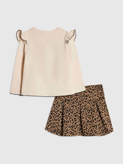 River Island White Iconic Bear Top & Leopard Skirt Set - image 3