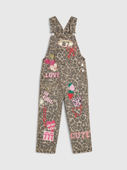 River Island Brown Leopard Badged Dungarees - image 1
