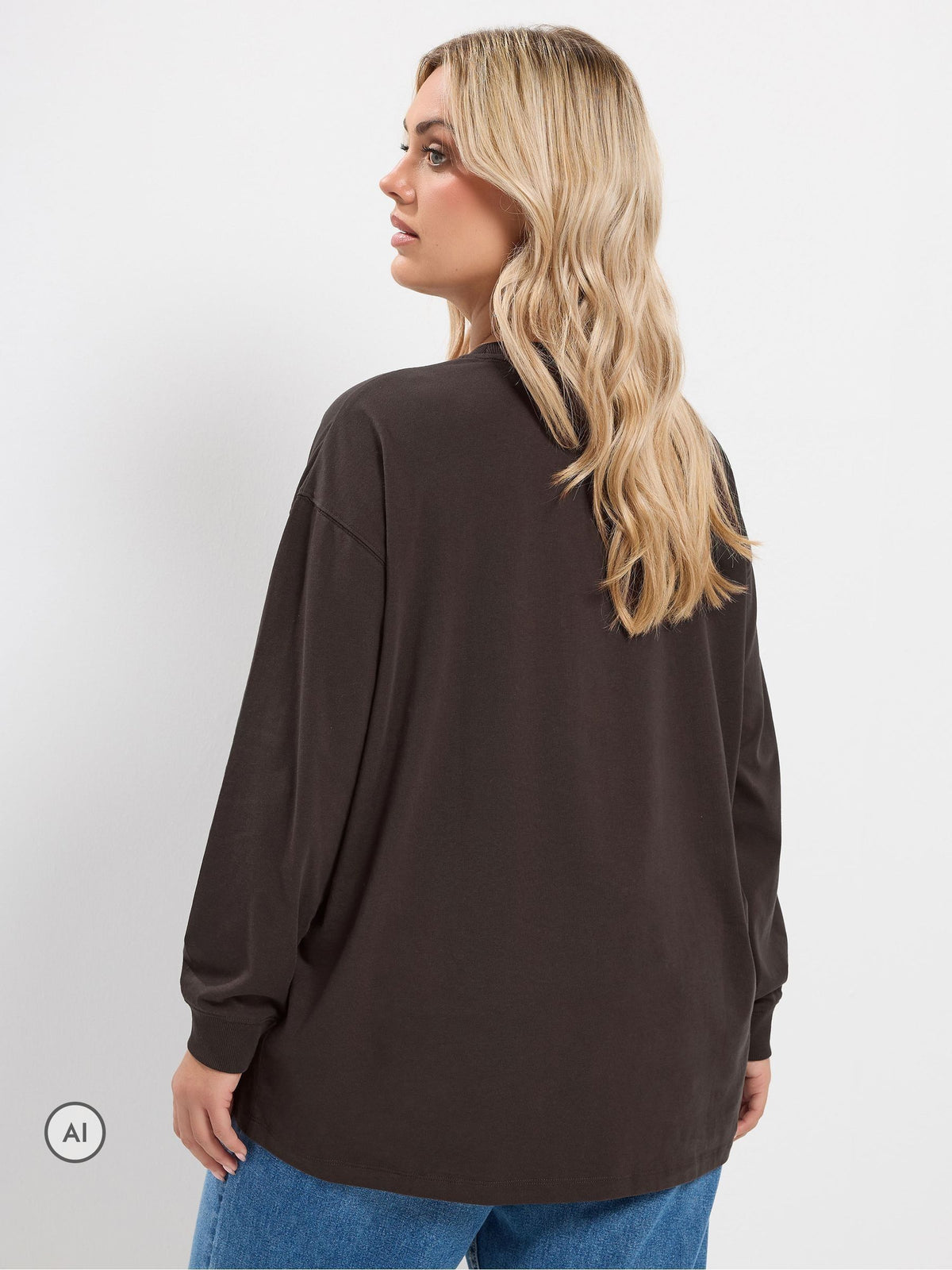 Yours Curve Brown Long Sleeve Pocket Top - image 3