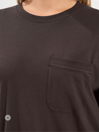 Yours Curve Brown Long Sleeve Pocket Top - image 4